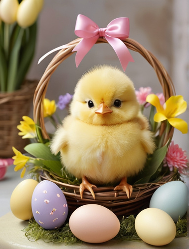 Cute Yellow Easter Chicken