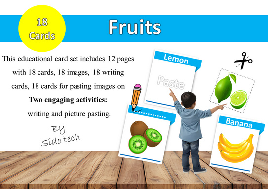 flashcard fruits for kids