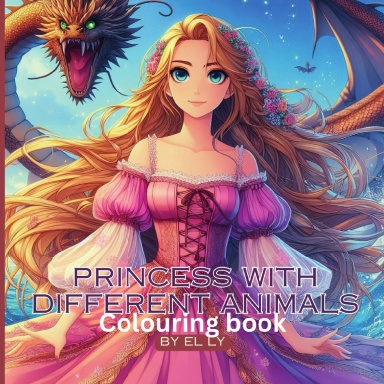 Princess with different animals Colouring book