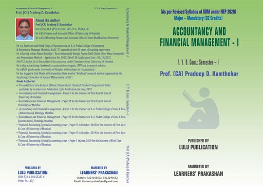 Accountancy & Financial Management - I F. Y. B. Com. - Semester I ( Level 4.5) Major - Mandatory (02 Credits) (As per Revised Syllabus of University of Mumbai - Academic Year: 2024-25)
