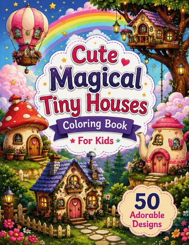 Cute Magical Tiny Houses Colouring Book