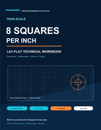 True-Scale 8 Squares per Inch Engineering Graph Paper Workbook