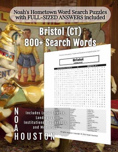 Noah’s Hometown Word Search Puzzles with FULL-SIZED ANSWERS included Bristol (CT)