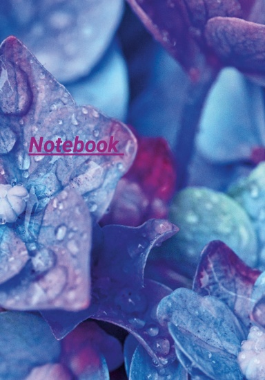 Violet Blue Flowers /Journal Notebook ,/ A5 Dots Grid / 200 pages Cream Paper / Glossy Finish Cover