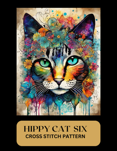 HIPPY CAT SIX CROSS STITCH PATTERN