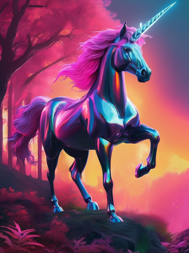 Unicorns in a magical forest