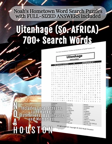 Noah’s Hometown Word Search Puzzles with FULL-SIZED ANSWERS included Uitenhage (So. AFRICA)