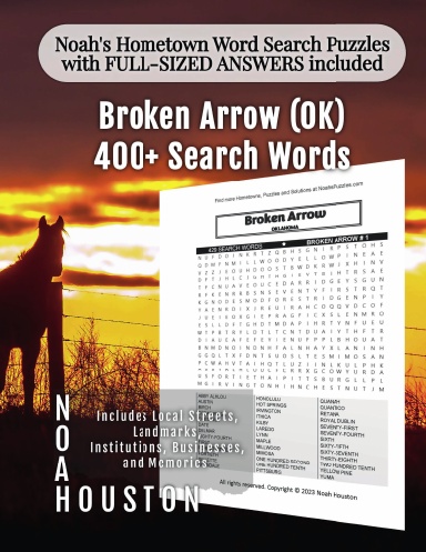 Noah’s Hometown Word Search Puzzles with FULL-SIZED ANSWERS included Broken Arrow (OK)