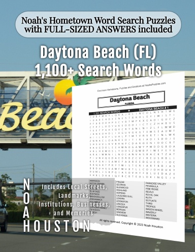Noah’s Hometown Word Search Puzzles with FULL-SIZED ANSWERS included Daytona Beach (FL)