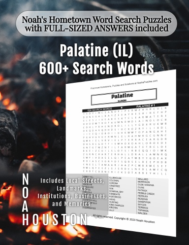 Noah’s Hometown Word Search Puzzles with FULL-SIZED ANSWERS included Palatine (IL)