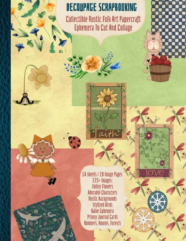 Decoupage Scrapbooking Collectible Rustic Folk Art Papercraft Ephemera To Cut And Collage