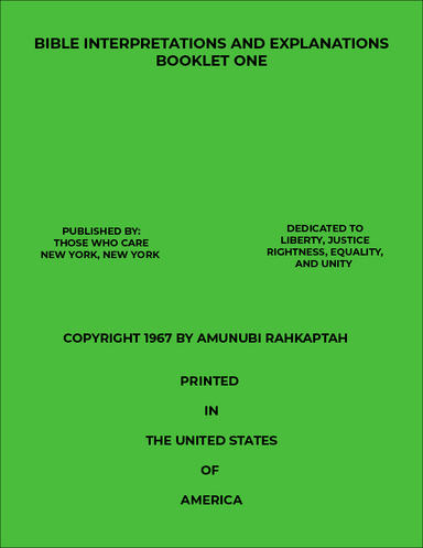 Bible Interpretations and Explanations, Booklet One