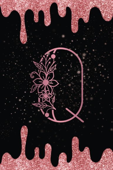 Letter Q Rose Gold Floral Monogram Lined Journal