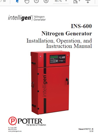 Nitrogen Generator Installation, Operation, and Instruction Manual