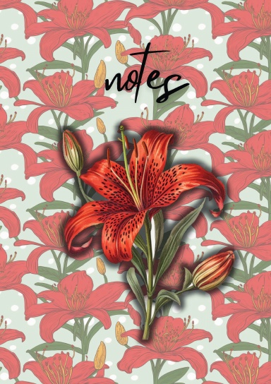 MangieBrand Red Tiger Lily Themed Dot Grid Notebook