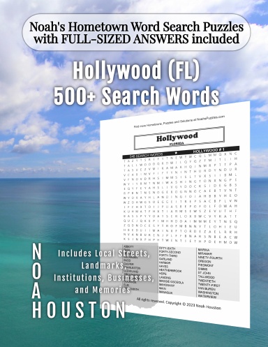 Noah’s Hometown Word Search Puzzles with FULL-SIZED ANSWERS included Hollywood (FL)