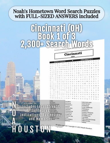 Noah’s Hometown Word Search Puzzles with FULL-SIZED ANSWERS included CINCINNATI (OH), BOOK 1 OF 3