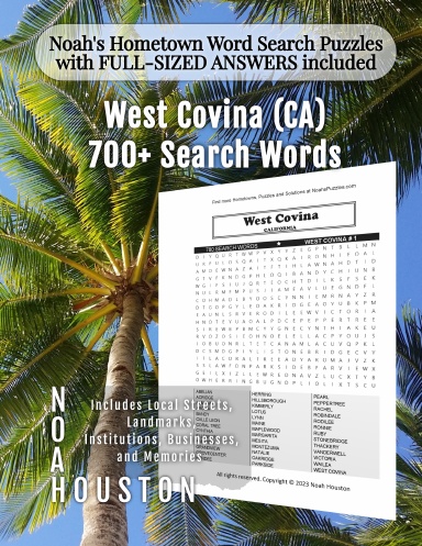 Noah’s Hometown Word Search Puzzles with FULL-SIZED ANSWERS included West Covina (CA)