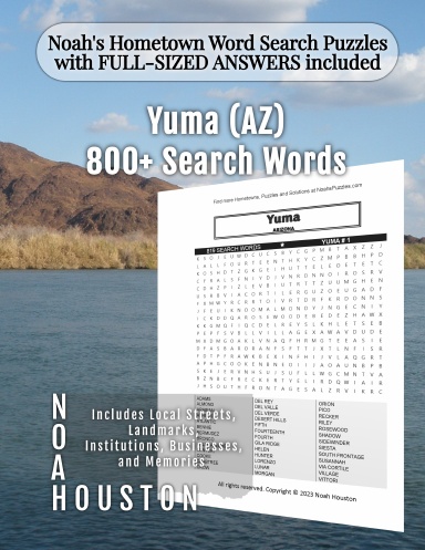 Noah’s Hometown Word Search Puzzles with FULL-SIZED ANSWERS included Yuma (AZ)