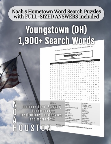 Noah’s Hometown Word Search Puzzles with FULL-SIZED ANSWERS included Youngstown (OH)