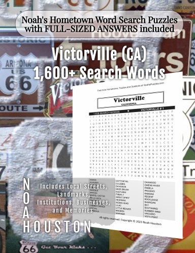 Noah’s Hometown Word Search Puzzles with FULL-SIZED ANSWERS included Victorville (CA)