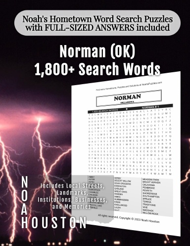 Noah’s Hometown Word Search Puzzles with FULL-SIZED ANSWERS included Norman (OK)