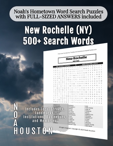Noah’s Hometown Word Search Puzzles with FULL-SIZED ANSWERS included New Rochelle (NY)