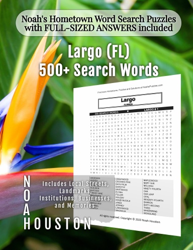Noah’s Hometown Word Search Puzzles with FULL-SIZED ANSWERS included Largo (FL)