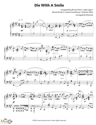 Die With A Smile (piano sheet music)