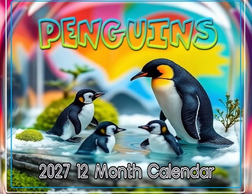 2027 12 MONTH PENGUINS CALENDAR