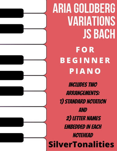 Aria Goldberg Variations BWV 988 Easy Piano Sheet Music Combo