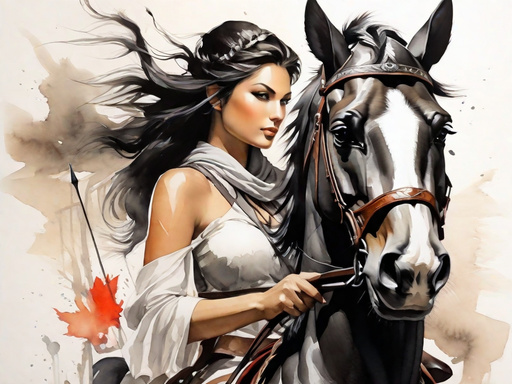 The grace of women's horse riding