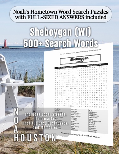 Noah’s Hometown Word Search Puzzles with FULL-SIZED ANSWERS included Sheboygan (WI)