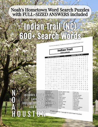 Noah’s Hometown Word Search Puzzles with FULL-SIZED ANSWERS included Indian Trail (NC)
