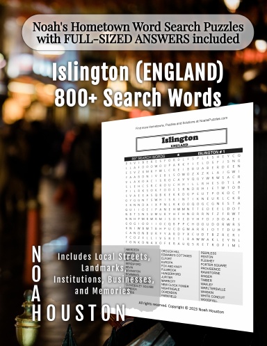 Noah’s Hometown Word Search Puzzles with FULL-SIZED ANSWERS included Islington (ENGLAND)