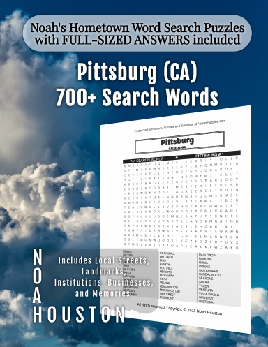 Noah’s Hometown Word Search Puzzles with FULL-SIZED ANSWERS included Pittsburg (CA)