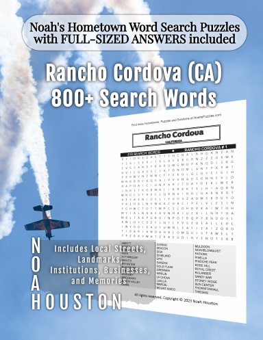 Noah’s Hometown Word Search Puzzles with FULL-SIZED ANSWERS included Rancho Cordova (CA)