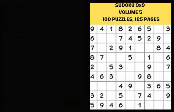 SUDOKU 9x9 VOLUME 5 : 100 PUZZLES