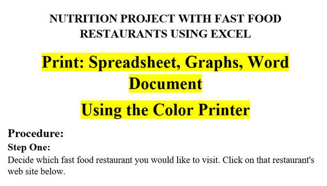 PROJECT Fast Food Project 2016