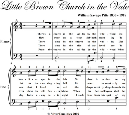 Little Brown Church in the Vale Easy Piano Sheet Music