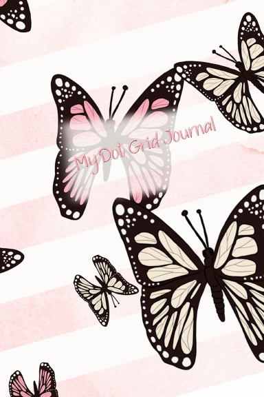 Butterflies and Pink Stripes Dot Grid Journal