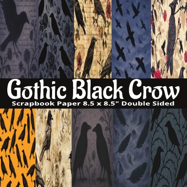 Gothic Black Crow Scrapbook Paper