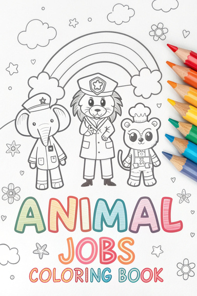 Animals at Work Coloring Book: Fun & Educational Animal Jobs for Kids Ages 4–8