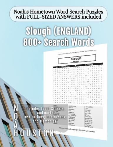 Noah’s Hometown Word Search Puzzles with FULL-SIZED ANSWERS included Slough (ENGLAND)
