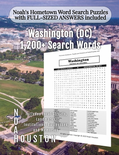 Noah’s Hometown Word Search Puzzles with FULL-SIZED ANSWERS included Washington (DC)