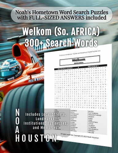 Noah’s Hometown Word Search Puzzles with FULL-SIZED ANSWERS included Welkom (So. AFRICA)