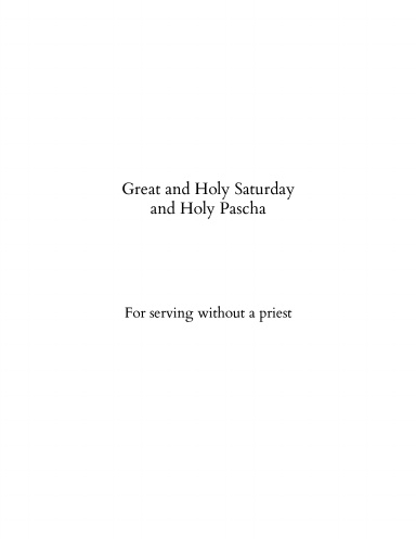 Holy Saturday and Pascha