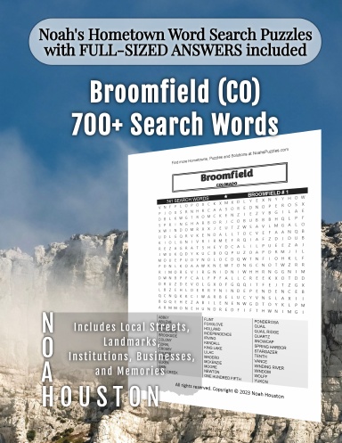 Noah’s Hometown Word Search Puzzles with FULL-SIZED ANSWERS included Broomfield (CO)