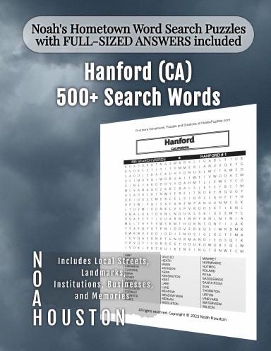 Noah’s Hometown Word Search Puzzles with FULL-SIZED ANSWERS included Hanford (CA)