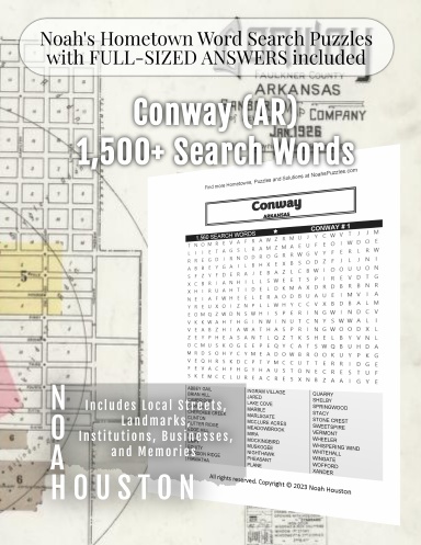 Noah’s Hometown Word Search Puzzles with FULL-SIZED ANSWERS included Conway (AR)